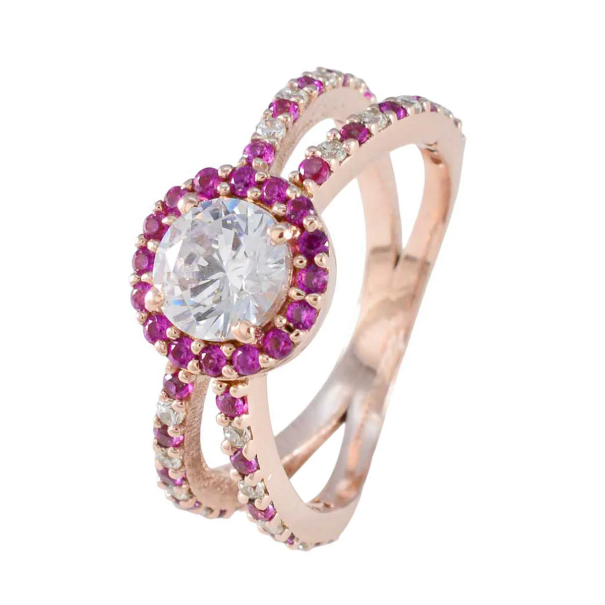 Ruby CZ Halo Korean Sterling Silver Red Gemstone Slim Promise Ring Jewelry - Image 2