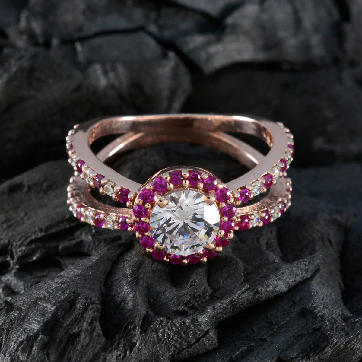 Ruby CZ Halo Korean Sterling Silver Red Gemstone Slim Promise Ring Jewelry - Image 4