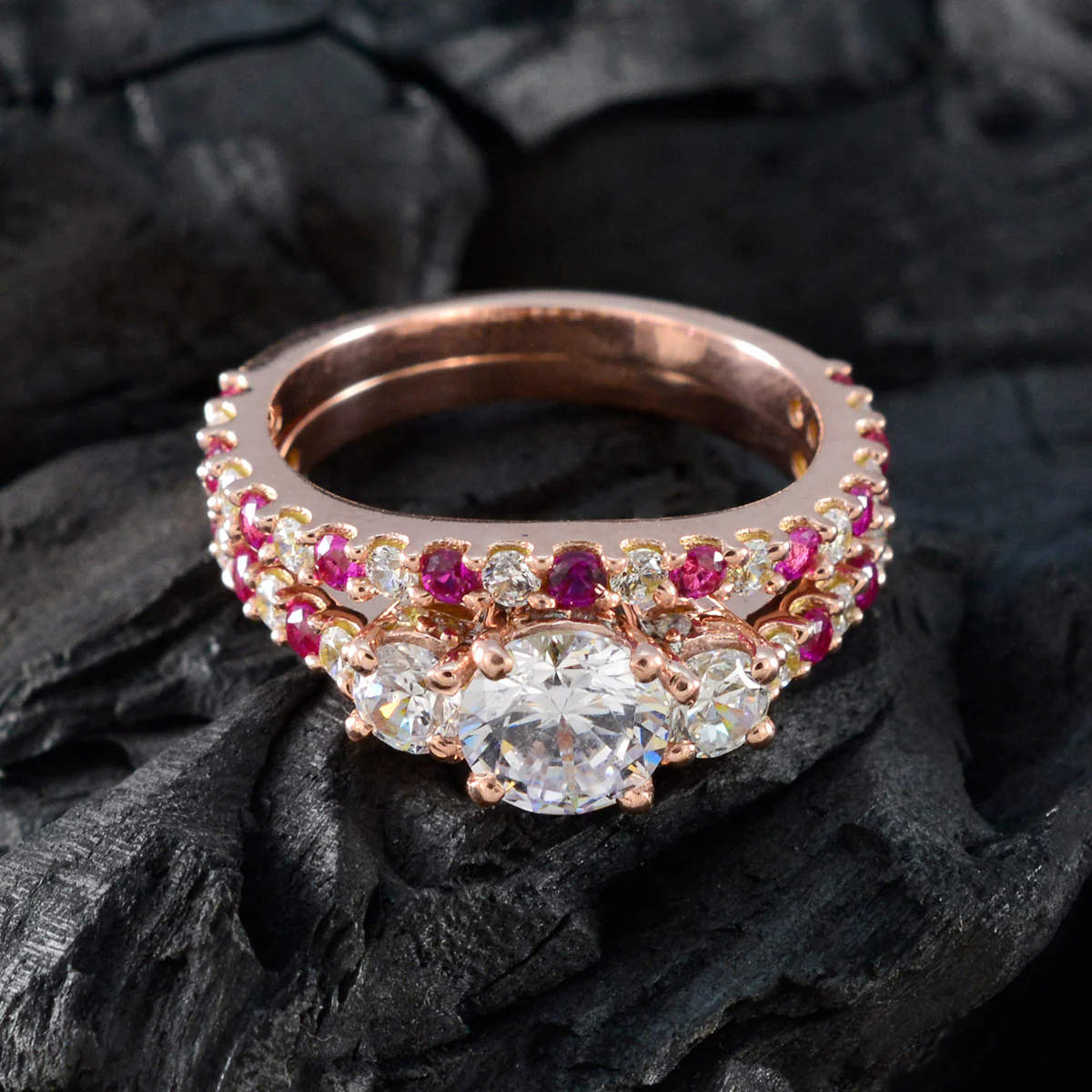 Ruby CZ Halo Latin American 92.5 Silver Red Gemstone Minimal propsel Ring Jewellery - Image 4