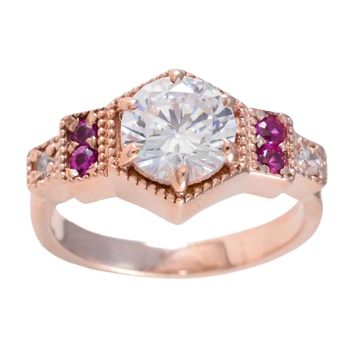 Ruby CZ Halo Latin American 92.5 Silver Red Gemstones Whisper-thin Engagement Ring Jewellery - Image 3
