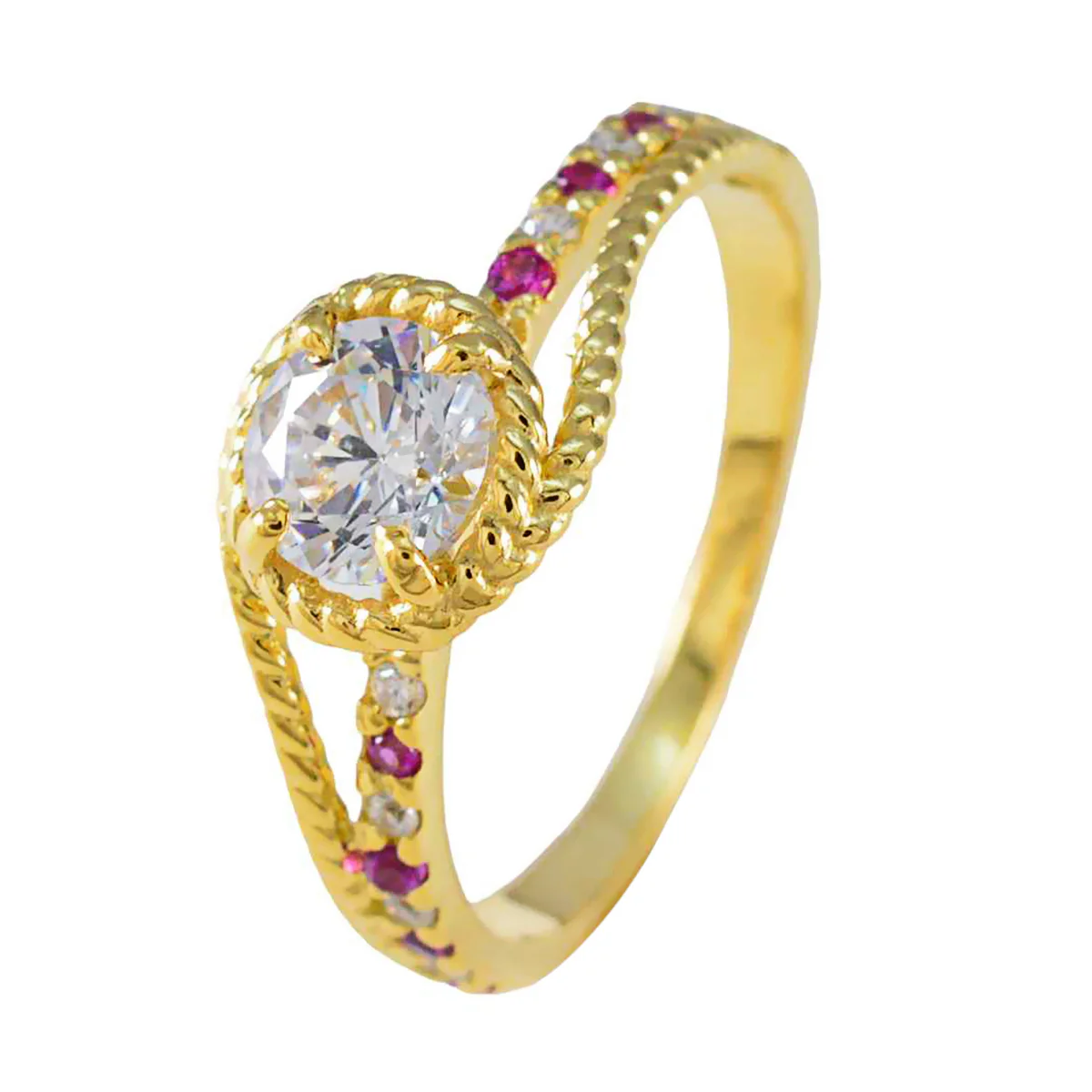 Ruby CZ Halo Latin American 925 Sterling Silver Red Gems Delicate Contemporary Ring Jewellery - Image 2