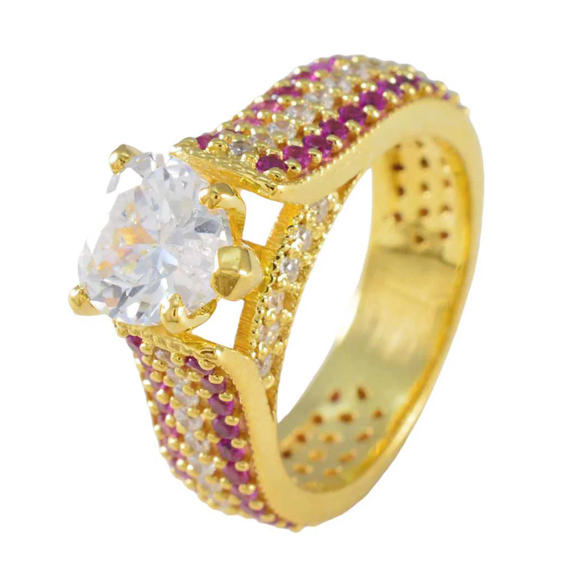 Ruby CZ Halo Latin American 925 Sterling Silver Red Gemstone Mid-weight Heart Ring Jewellery - Image 2