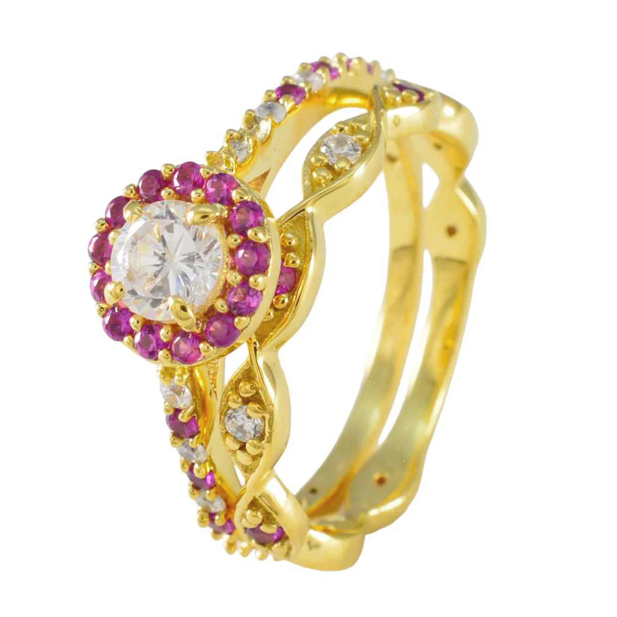 Ruby CZ Halo Latin American Sterling Silver Red Gems Whisper-thin Promise Ring Jewellery - Image 2