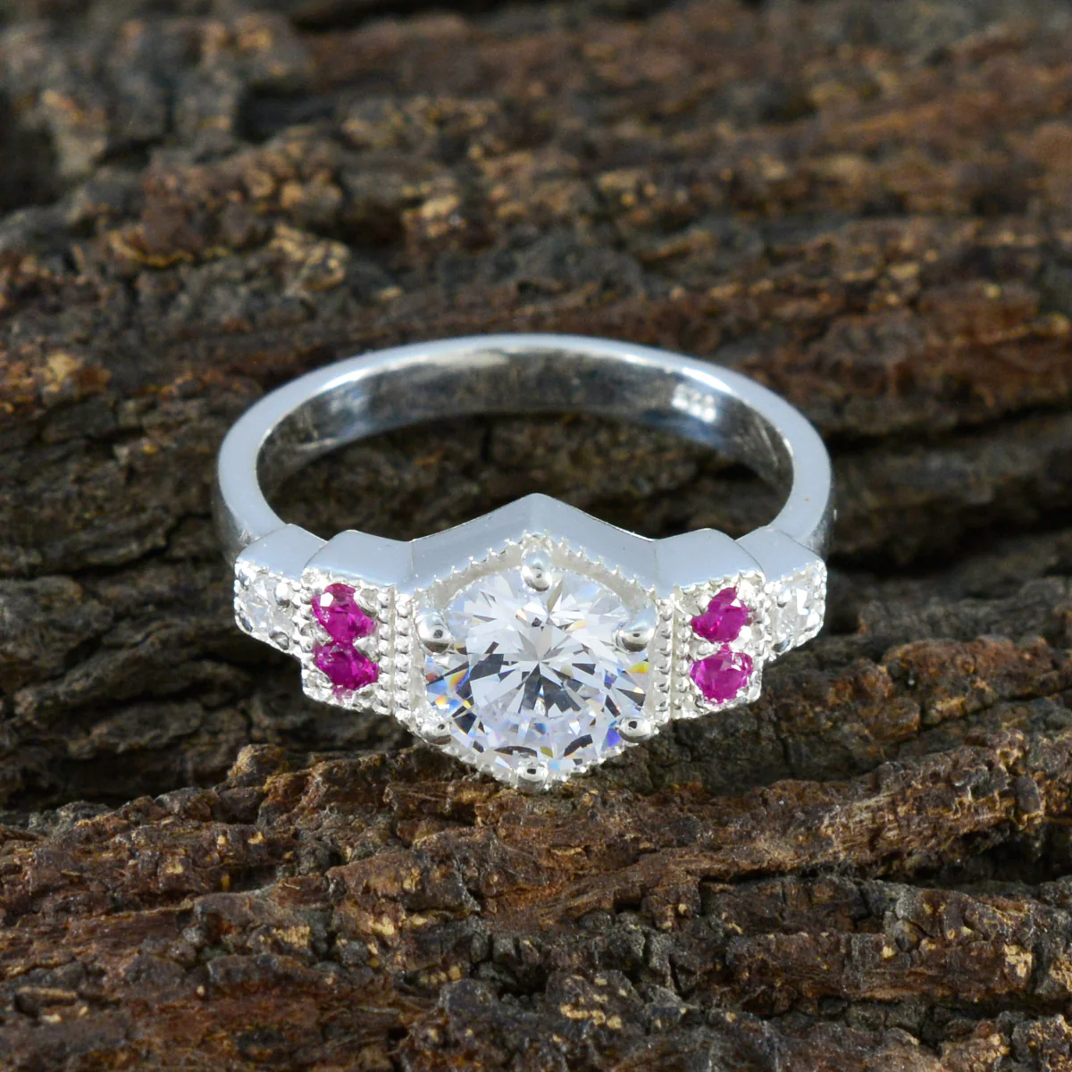 Ruby CZ Halo Moroccan 92.5 Silver Red Gems Tiny Boho Ring Jewellery - Image 3