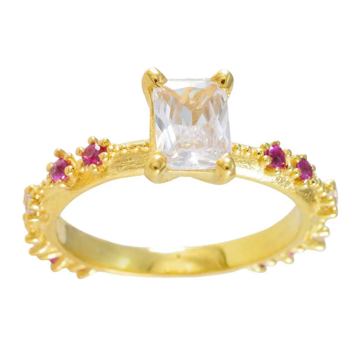 Ruby CZ multiple Indian Sterling Silver Red Gemstone Delicate Modern Ring Jewelry - Image 3