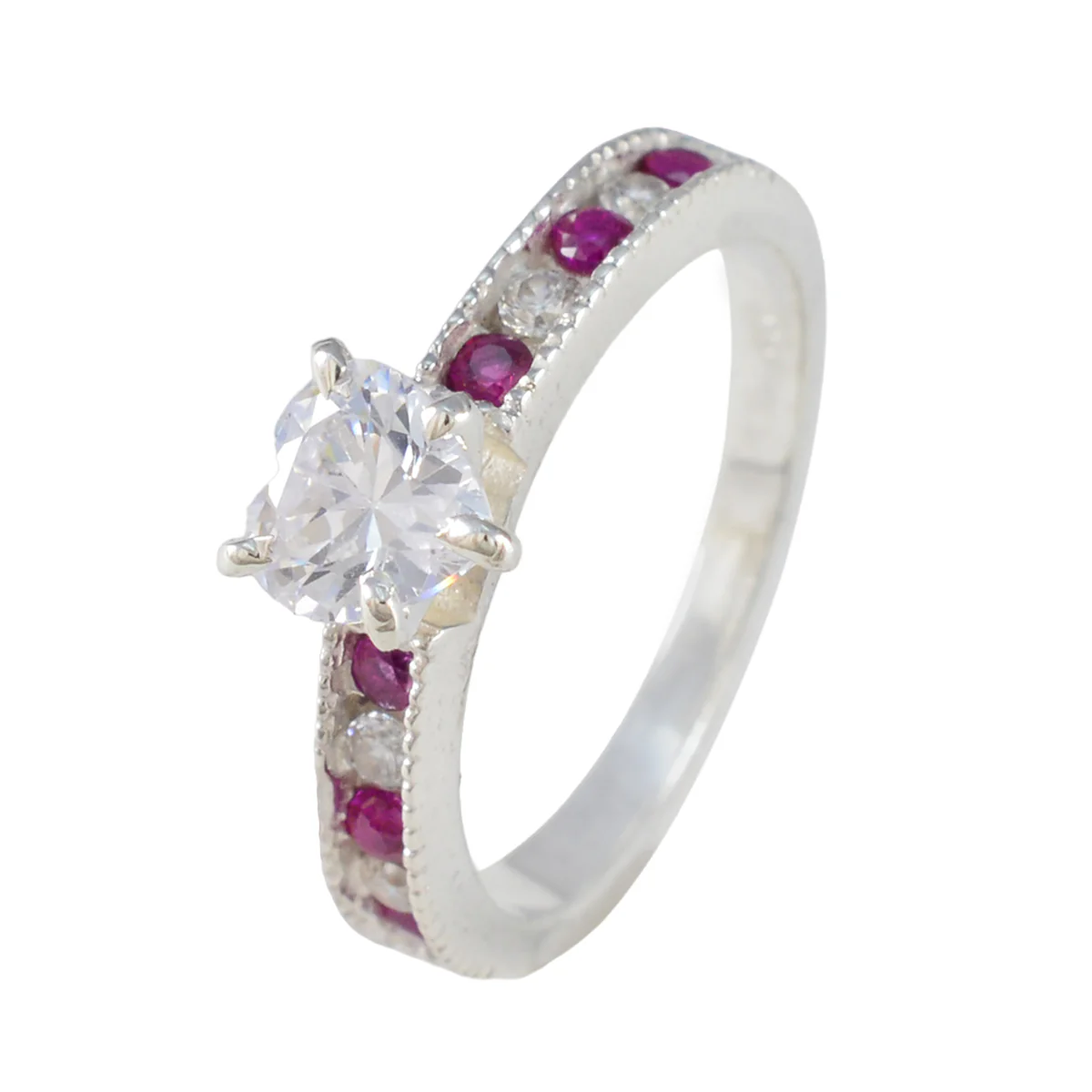 Ruby CZ multiple Japanese 925 Silver Red Gems Dainty Luxurious Ring Jewelry - Image 2