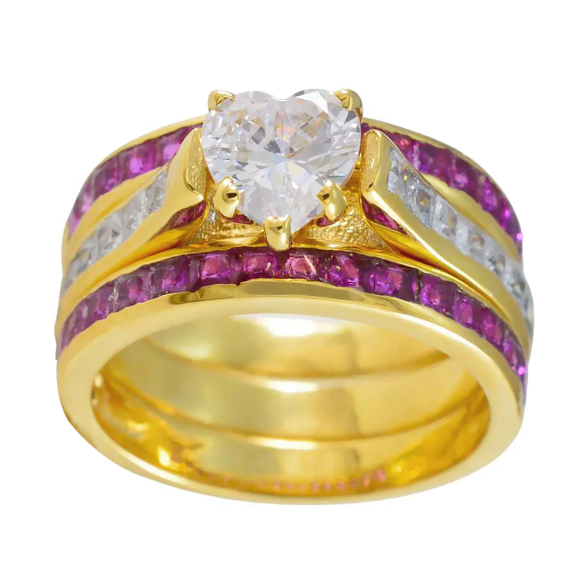 Ruby CZ multiple Latin American Silver Red Gems Versatile Trendy Ring Jewellery - Image 3