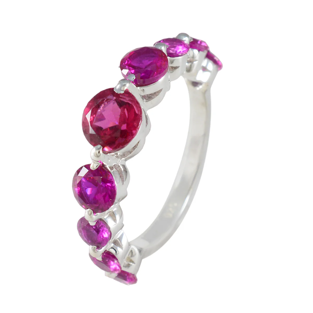 Ruby CZ Navratna Korean Silver Red Gemstones Delicate Abstract Ring Jewellery - Image 2