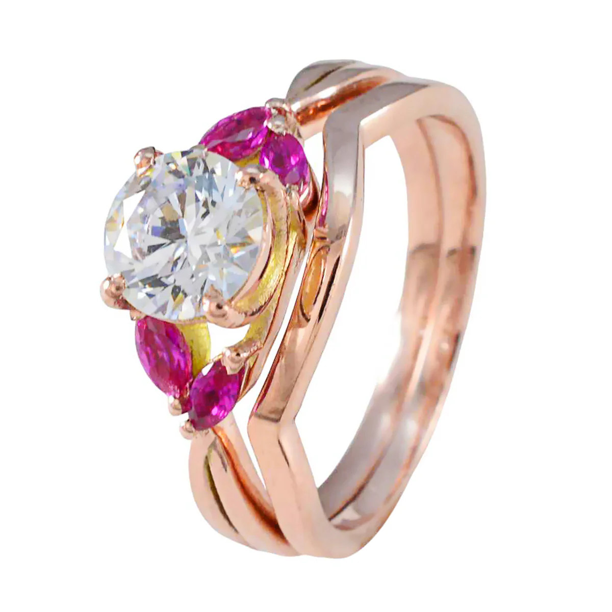 Ruby CZ Penta Latin American 925 Sterling Silver Red Gemstones Whisper-thin valentine Ring Jewellery - Image 2