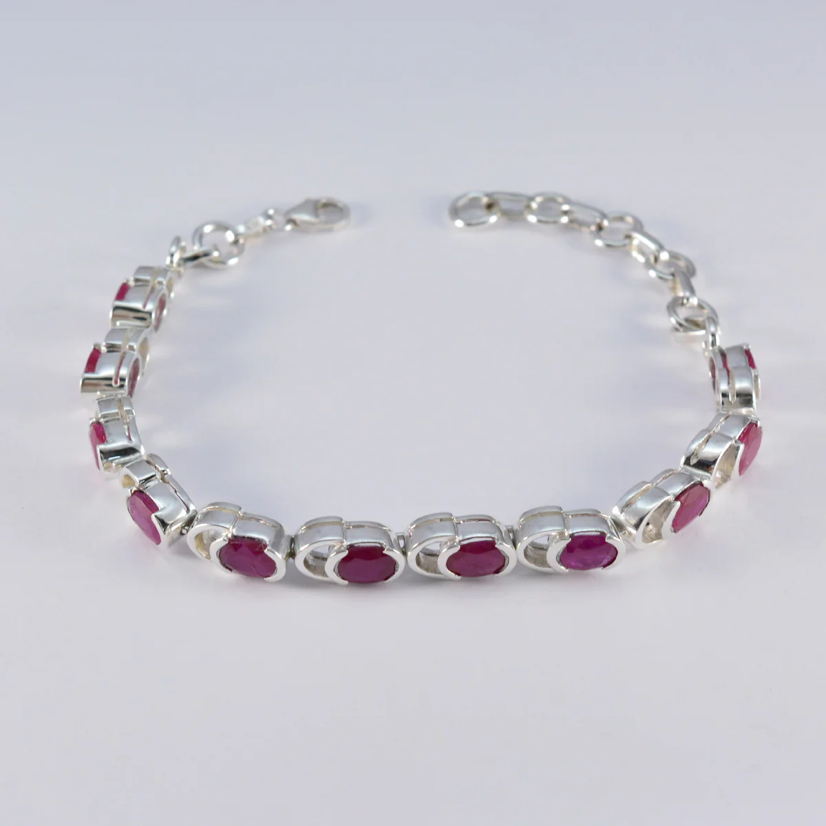 Ruby CZ Super Bowl Tiny Red Sterling Silver Links Bracelet - Image 3