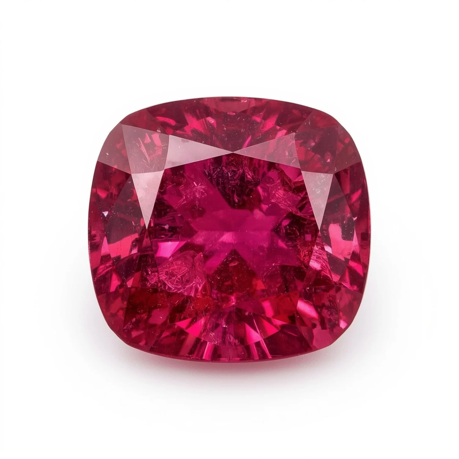 Ruby (GF) 1PC Chunky 13x13 MM Cushion Faceted Pink Natural Precious Loose Gemstone