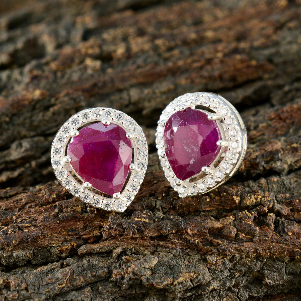 Ruby Latin American Noelia multiple Stud Red 925 Sterling Silver Earring - Image 3