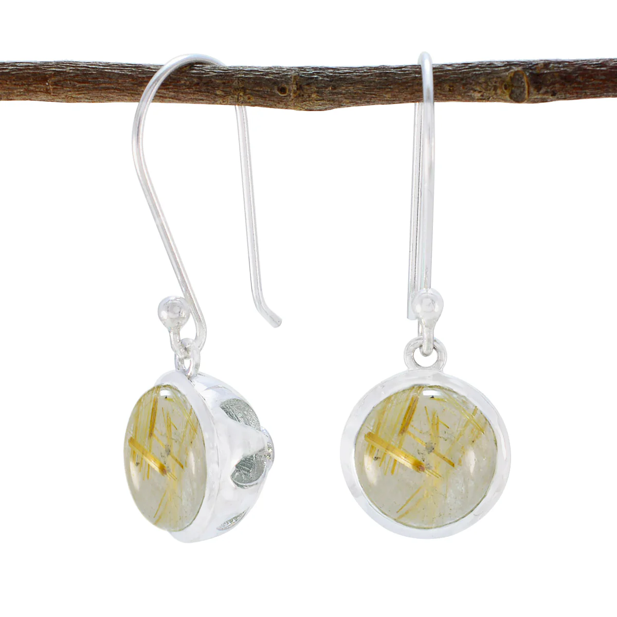 Rutile Quartz German Eleanor multiple Dangle Yellow Sterling Silver Earring