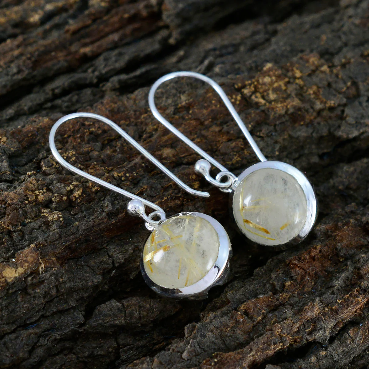 Rutile Quartz German Eleanor multiple Dangle Yellow Sterling Silver Earring - Image 3