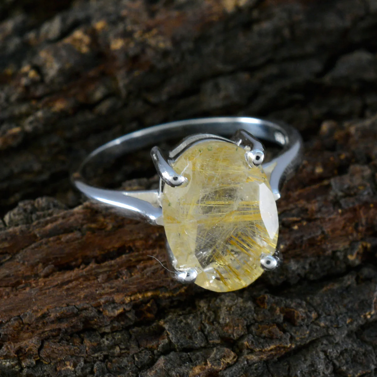 Rutile Quartz Solitaire Moroccan 925 Silver Yellow Gems Featherlight Heritage Ring Jewellery - Image 3