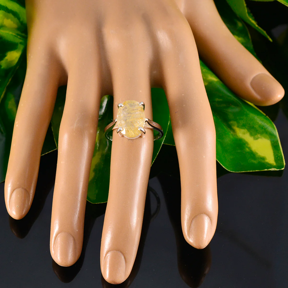 Rutile Quartz Solitaire Moroccan 925 Silver Yellow Gems Featherlight Heritage Ring Jewellery - Image 5