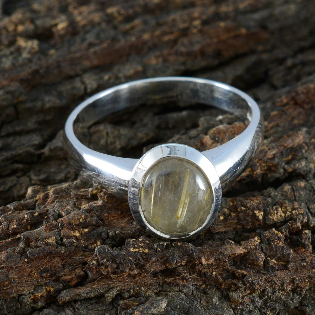 Rutile Quartz Solitaire Russian Silver Yellow Gems Classic Fairytale Ring Jewelry - Image 3