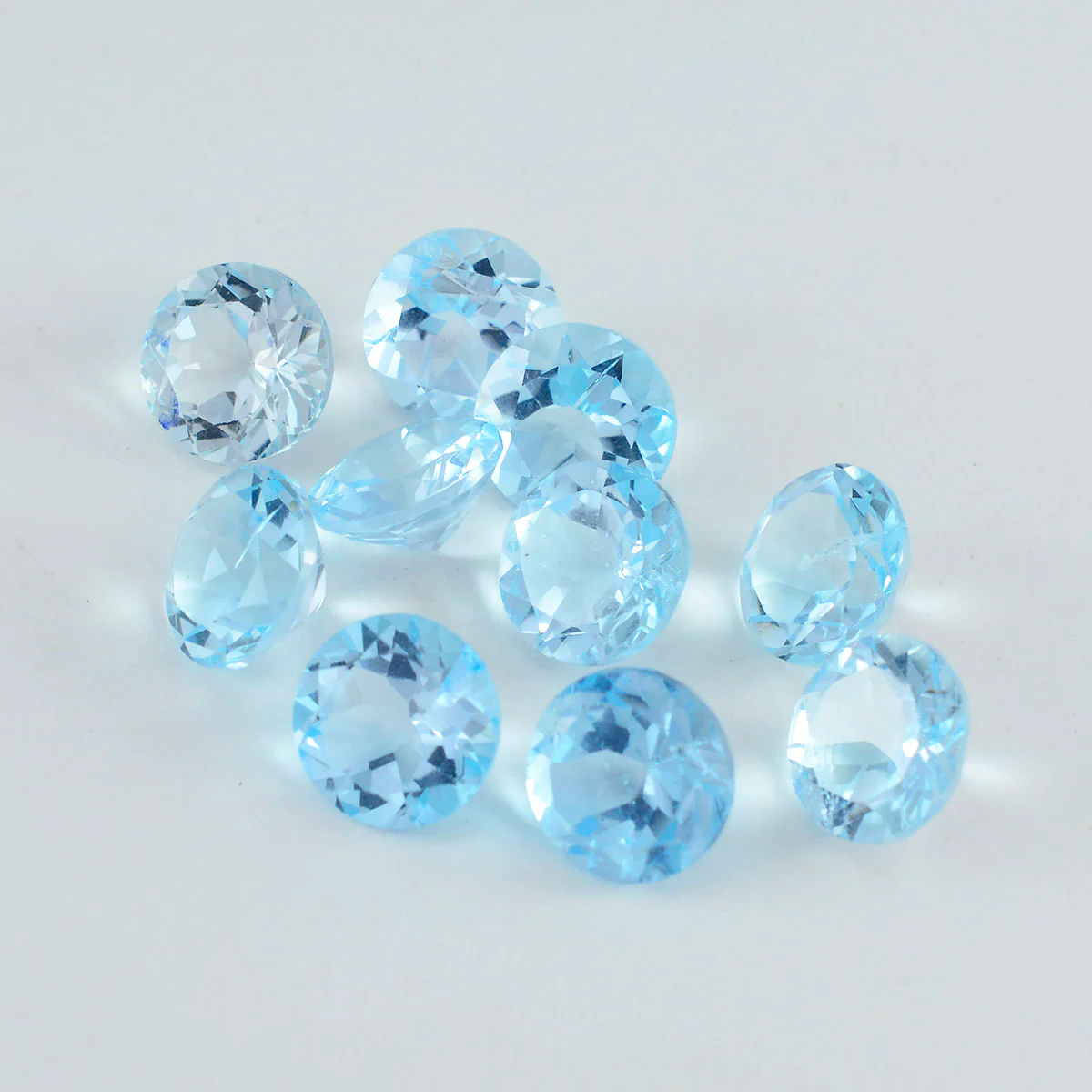 Sky Blue Topaz 10PC Tiny 4x4 MM Round Faceted Blue Brilliant Semi Precious Loose Gemstones - Image 3