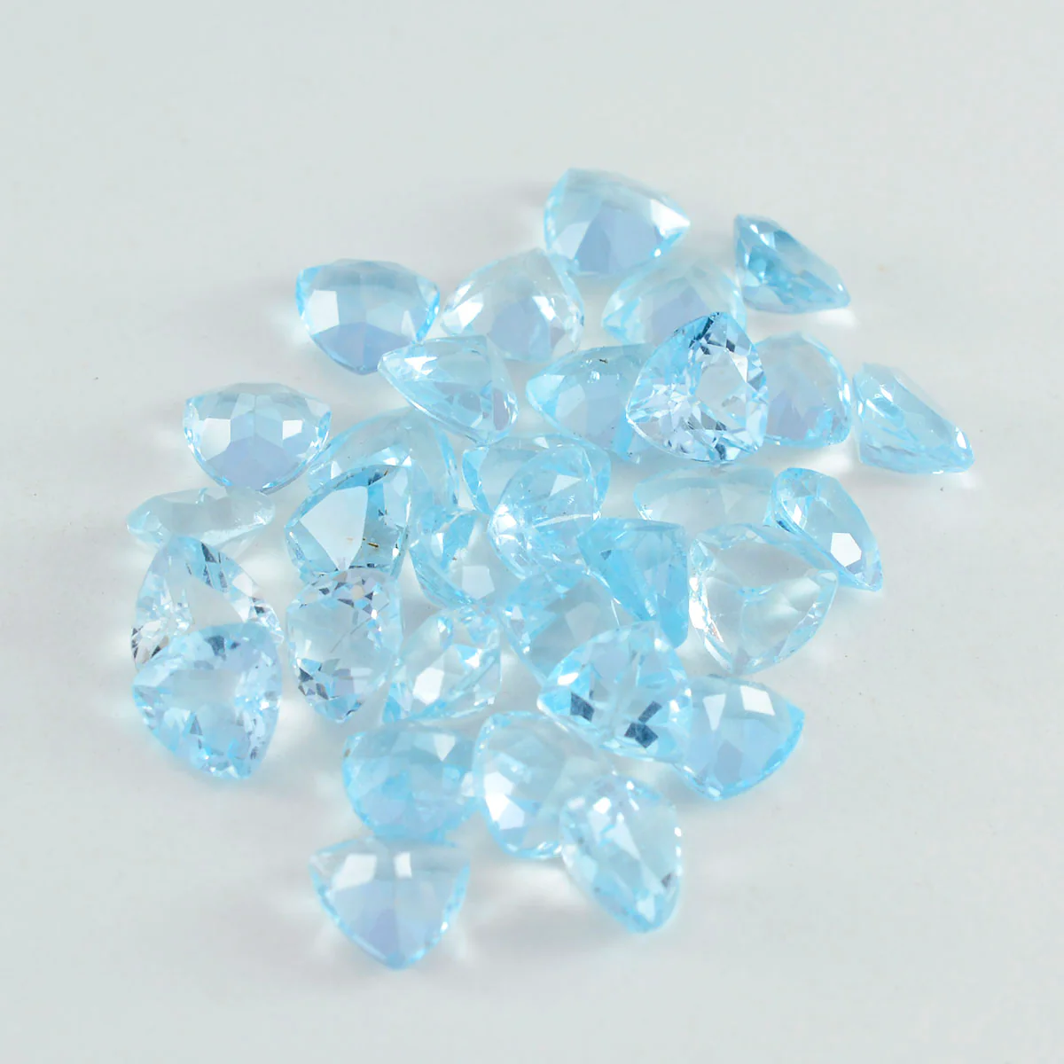 Sky Blue Topaz 10PC Tiny 4x4 MM Triangle Faceted Blue Brilliant Semi Precious Loose Gemstones - Image 3