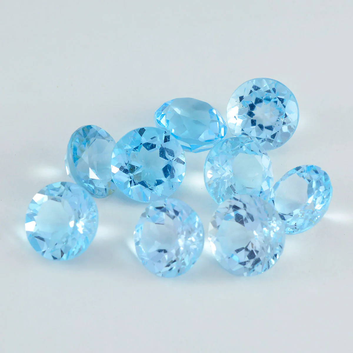 Sky Blue Topaz 1PC Large 10x10 MM Round Faceted Blue Shine Semi Precious Loose Gems - Image 2