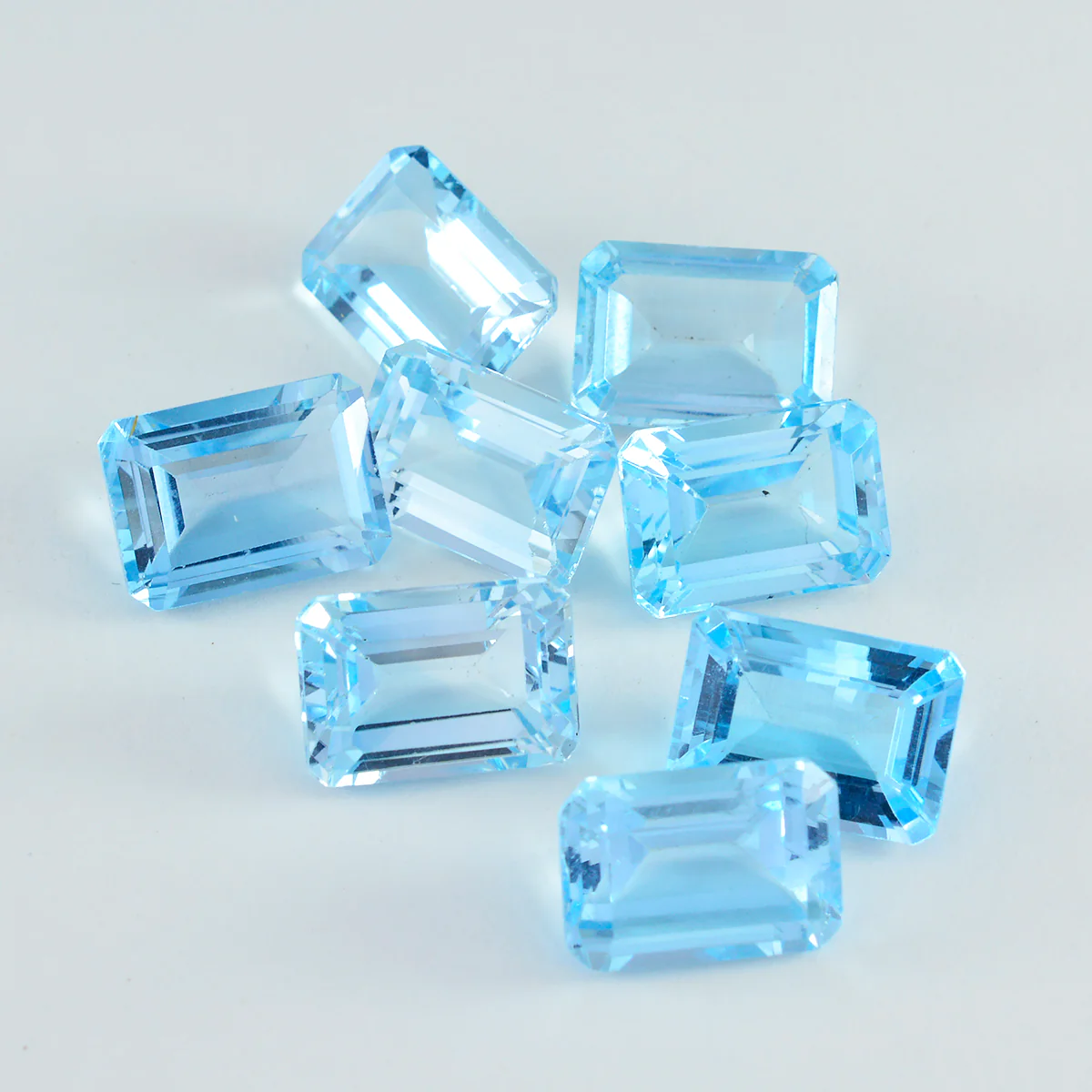 Sky Blue Topaz 1PC Small 6x8 MM Emerald Faceted Blue Splendid Semi Precious Gems - Image 3