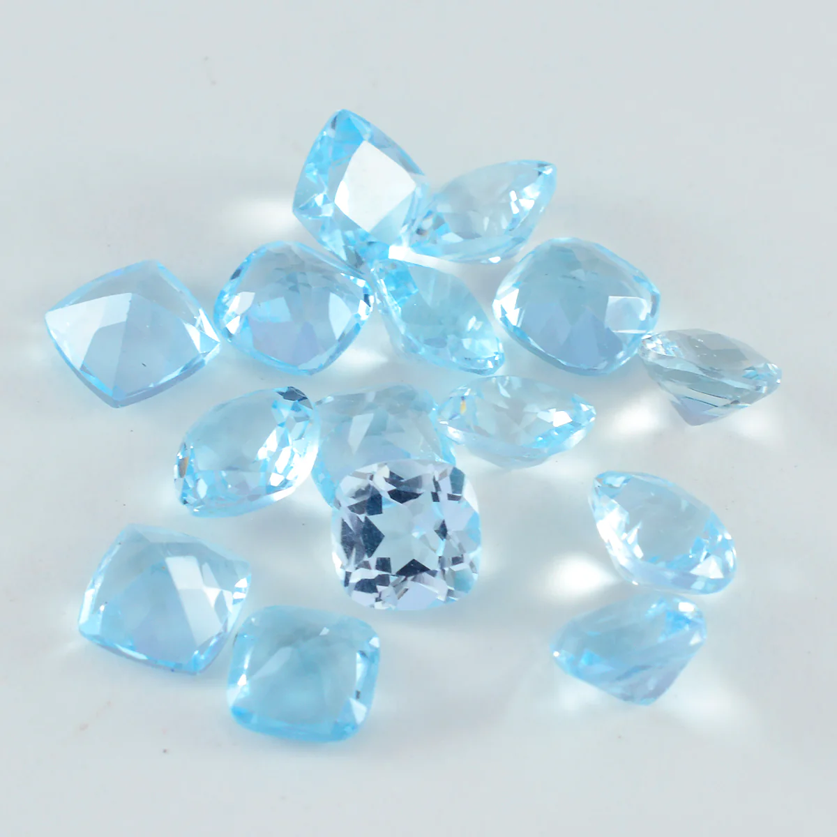 Sky Blue Topaz 1PC Tiny 6x6 MM Cushion Faceted Blue Polished Semi Precious Loose Gems