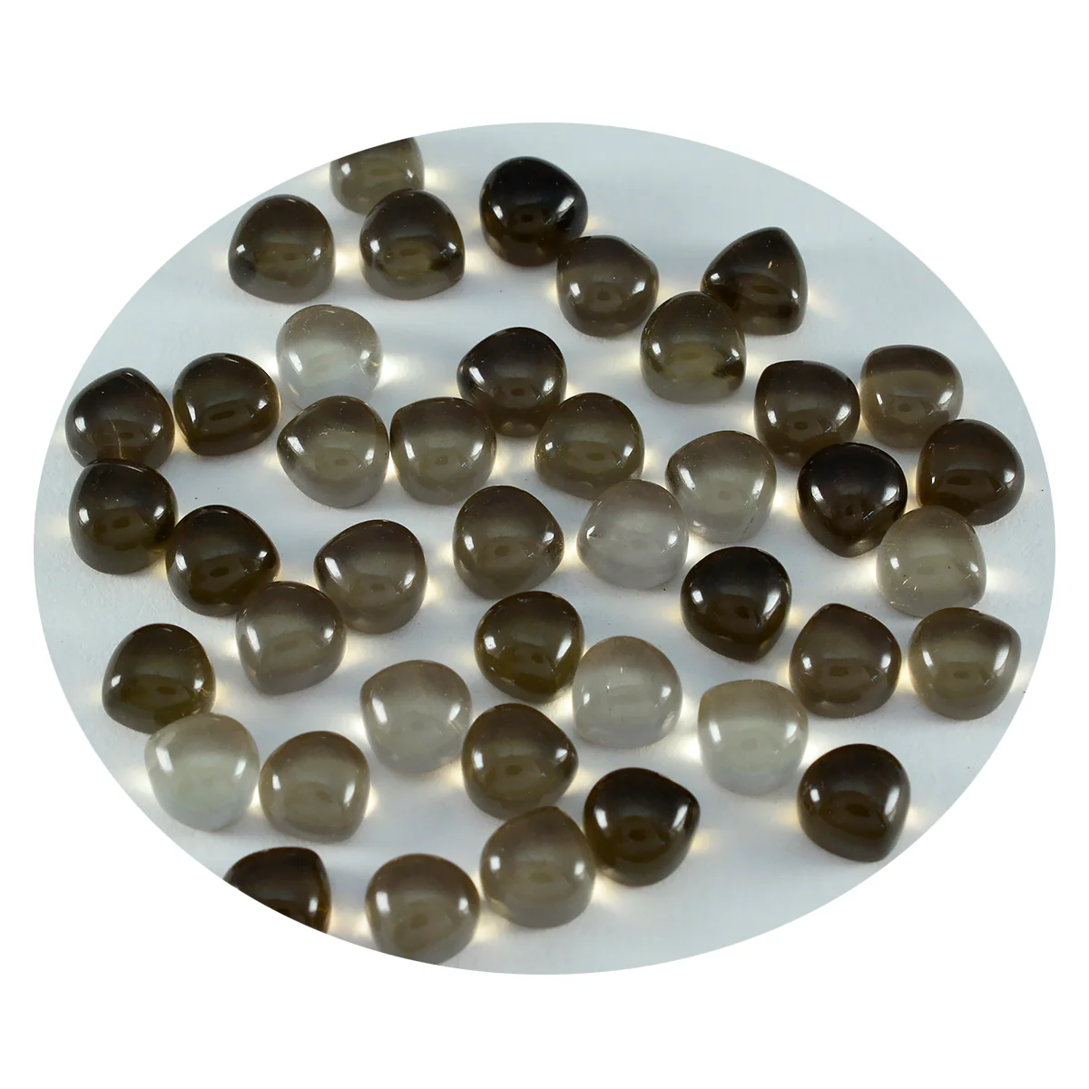 Smoky Quartz 10PC Tiny 5x5 MM Heart Cabochon Brown Fine semi Precious Loose Gemstone - Image 2