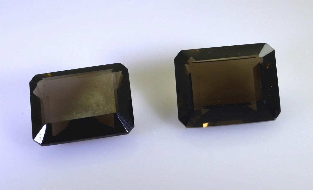 Smoky Quartz 1PC Chunky 12x16 MM Emerald Faceted Brown Fiery Semi Precious Gems