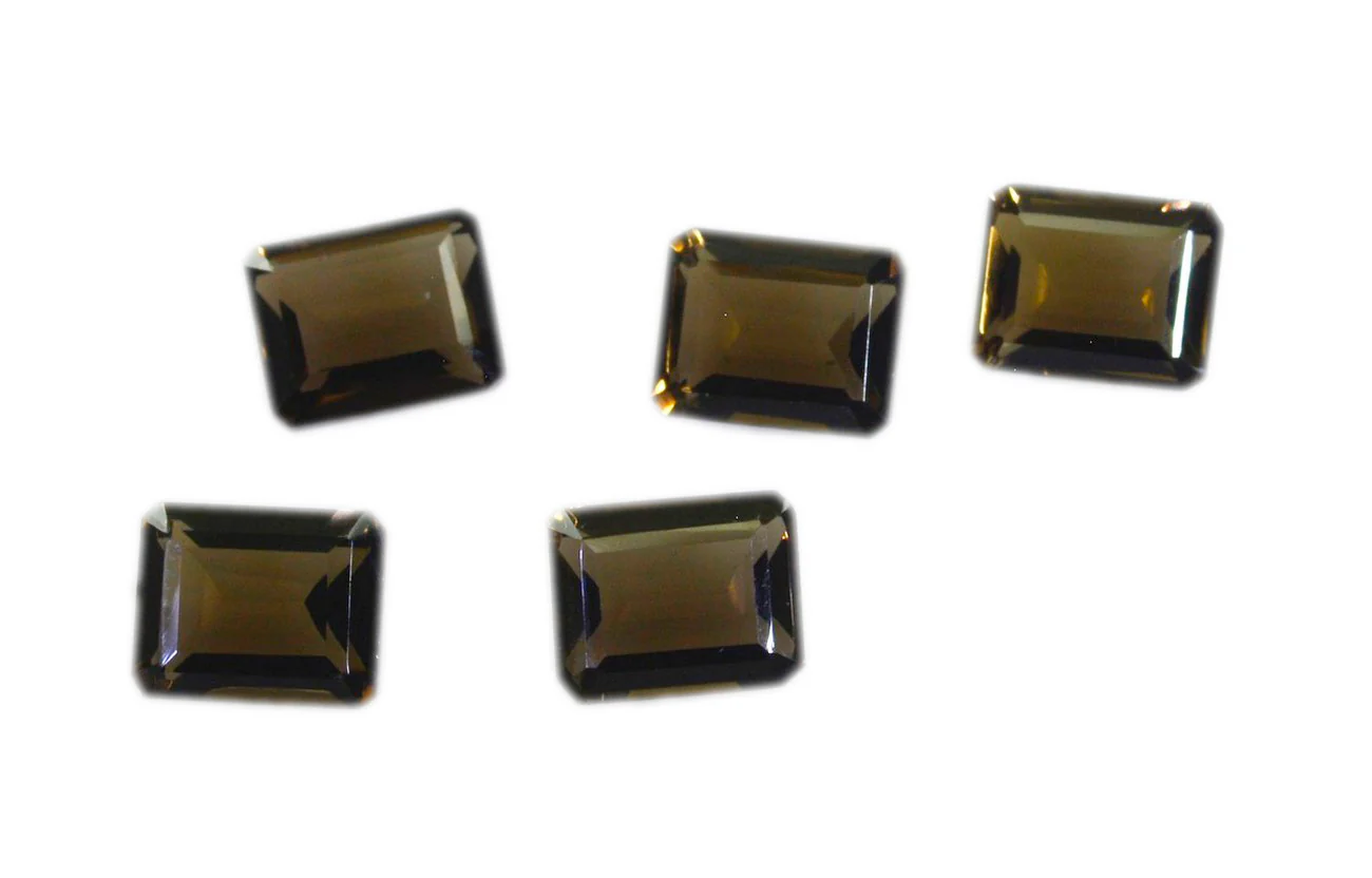 Smoky Quartz 1PC Medium 8x10 MM Emerald Faceted Brown High-Quality Semi Precious Loose Gemstones - Image 3