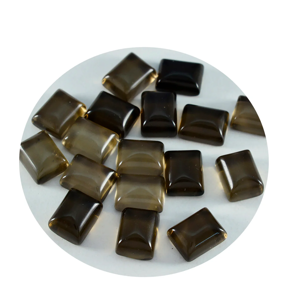 Smoky Quartz 1PC Small 6x8 MM Emerald Cabochon Brown Shine semi Precious Loose Gems