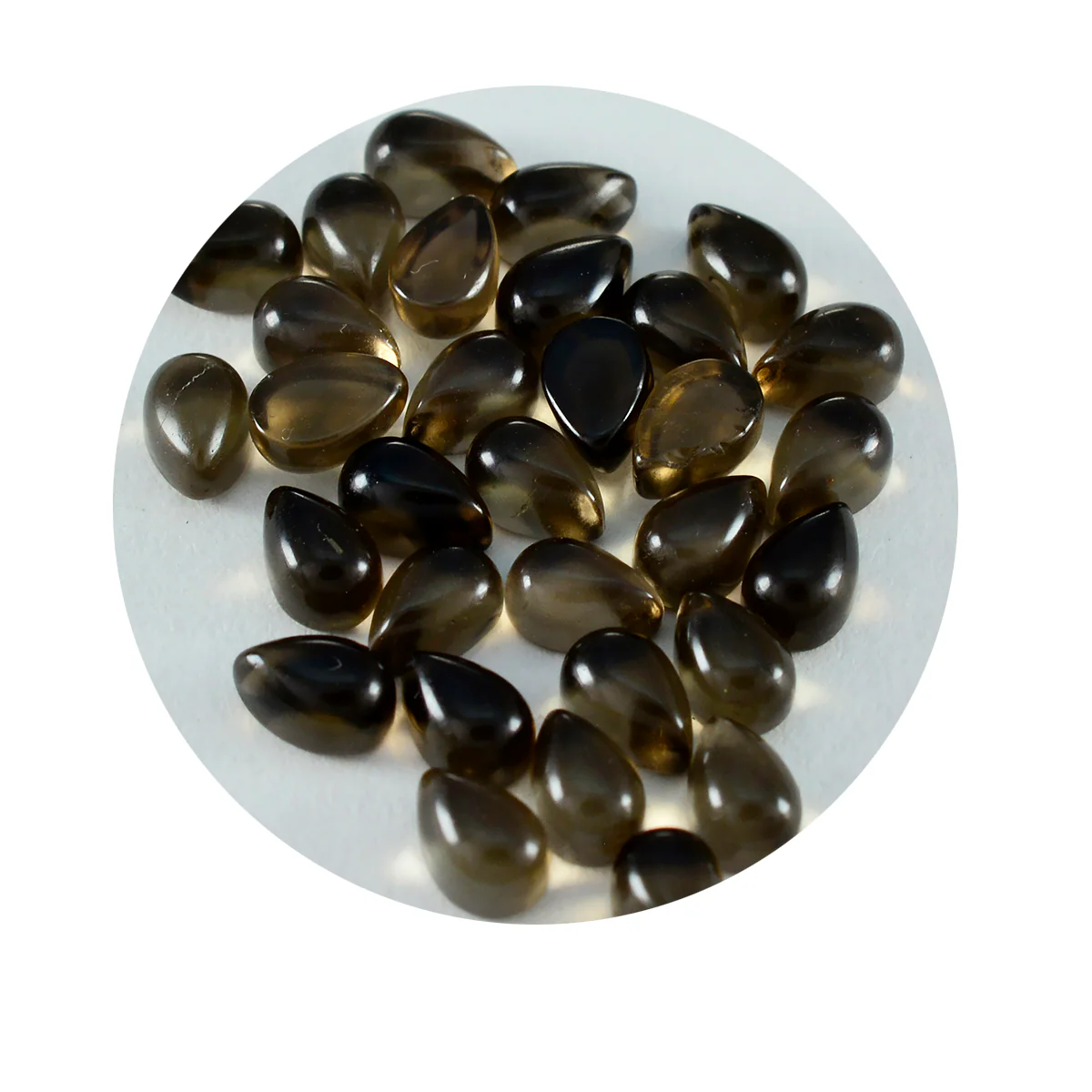Smoky Quartz 1PC Tiny 5x7 MM Pear Cabochon Brown Sparkling semi Precious Loose Gemstone - Image 2
