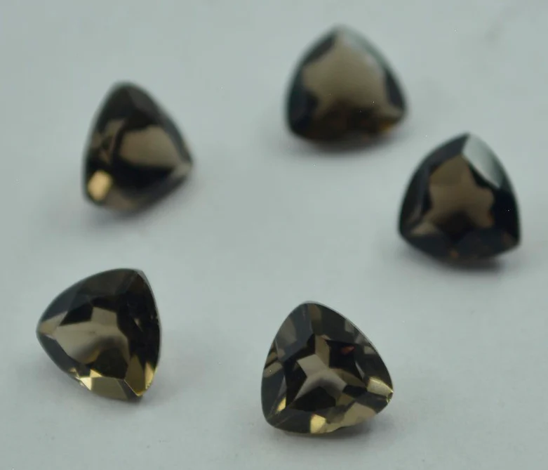 Smoky Quartz 1PC Tiny 6x6 MM Triangle Faceted Brown Polished Semi Precious Loose Gemstones - Image 3