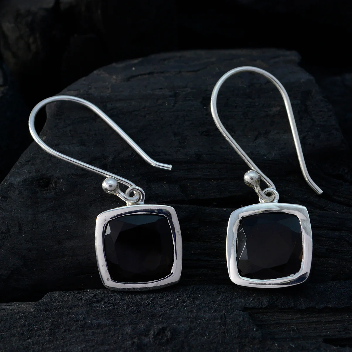 Smoky Quartz American Bruna Solitaire Dangle Brown Silver Earring - Image 2