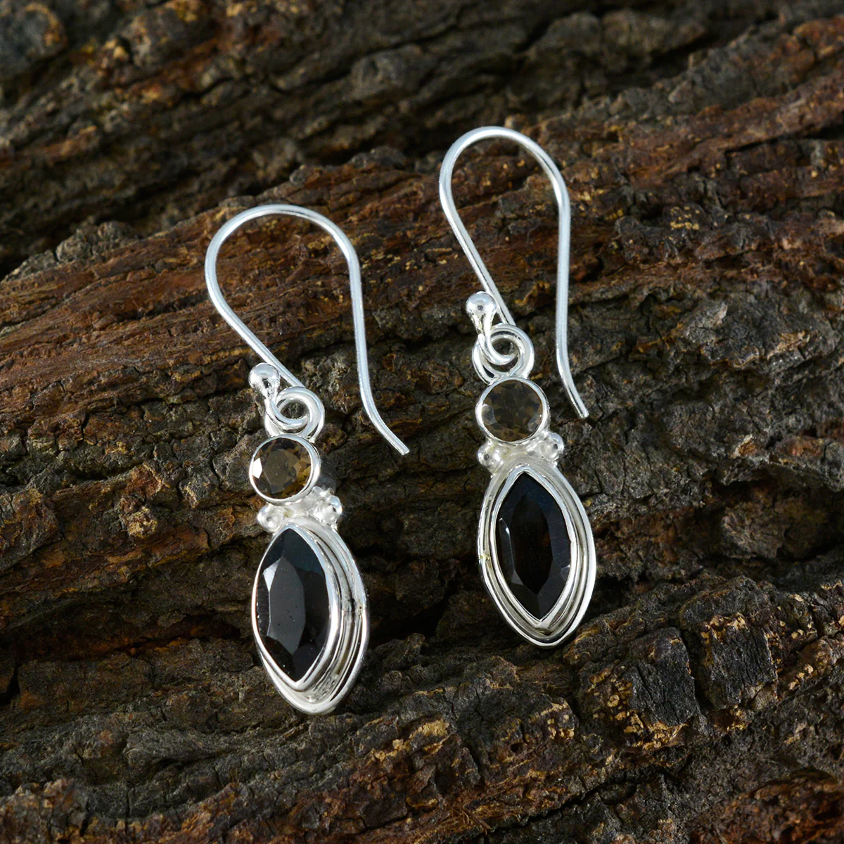 Smoky Quartz American Camila Toi et Moi Dangle Brown Sterling Silver Earring - Image 3