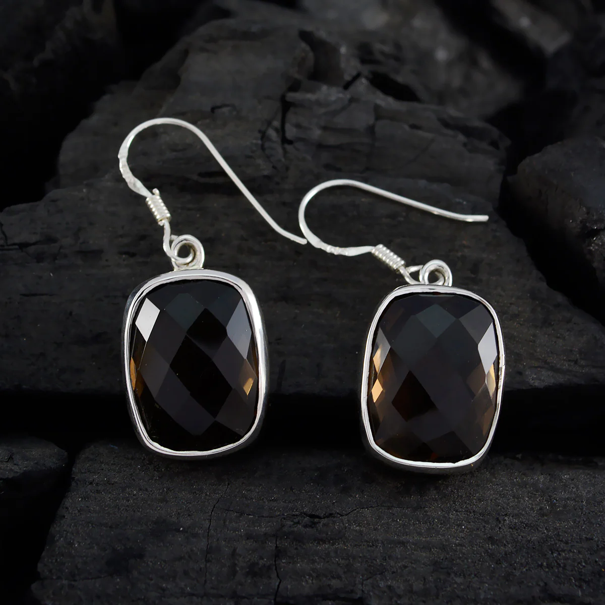 Smoky Quartz Australian Yasmine multiple Dangle Brown Sterling Silver Earring - Image 2