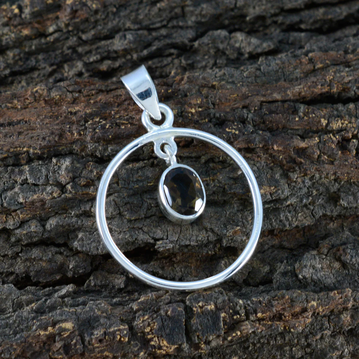 Smoky Quartz Delicate Turkish Silver Solitaire Yasmin valentine Brown Pendant Jewelry - Image 3