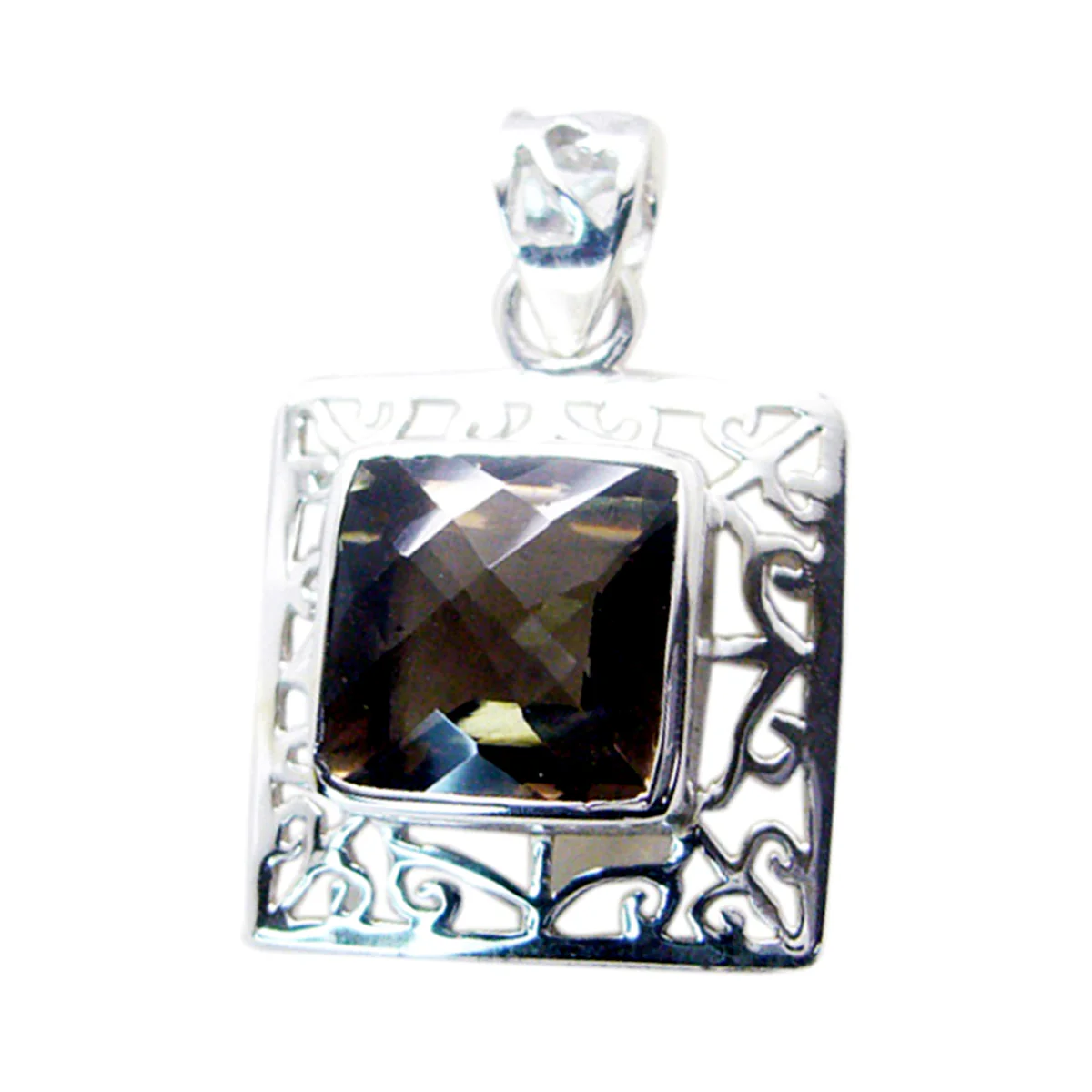 Smoky Quartz Essential German Sterling Silver Solitaire Eva antique Brown Pendant Jewellery