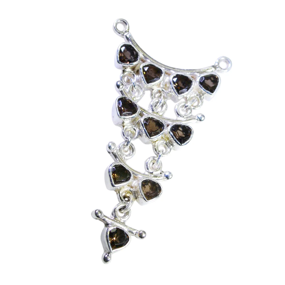 Smoky Quartz Eye-catching Moroccan 925 Silver multiple Hazel valentine Brown Pendant Jewelry - Image 3