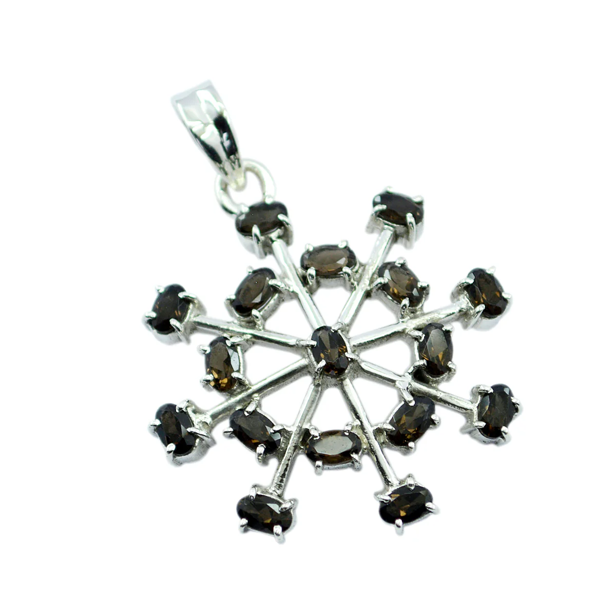 Smoky Quartz Eye-catching Turkish 92.5 Silver multiple Julia Feminine Brown Pendant Jewellery