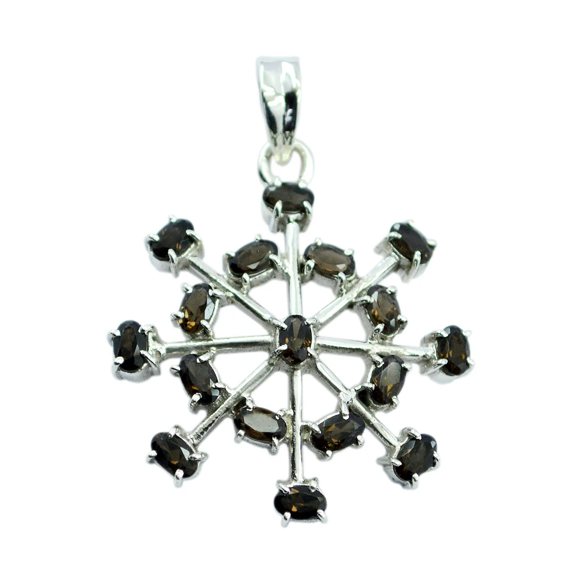 Smoky Quartz Eye-catching Turkish 92.5 Silver multiple Julia Feminine Brown Pendant Jewellery - Image 2