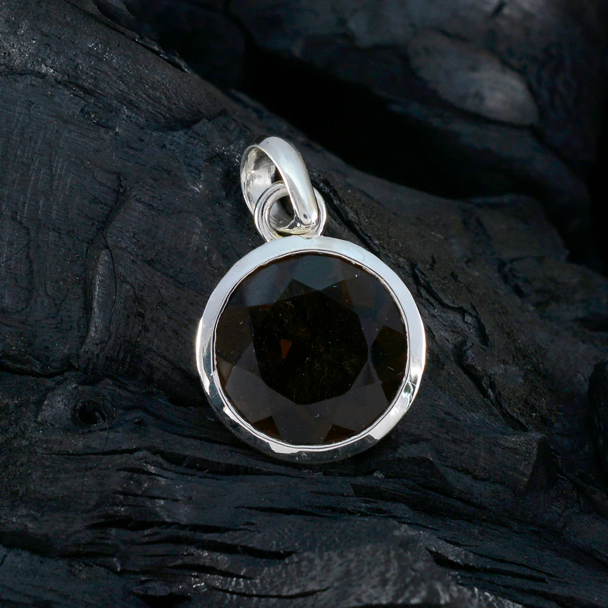 Smoky Quartz Featherlight Italian Sterling Silver Solitaire Micaela propsel Brown Pendant Jewellery - Image 3