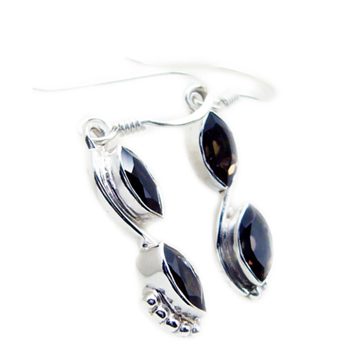 Smoky Quartz German Ha-eun multiple Dangle Brown 925 Silver Earring - Image 3