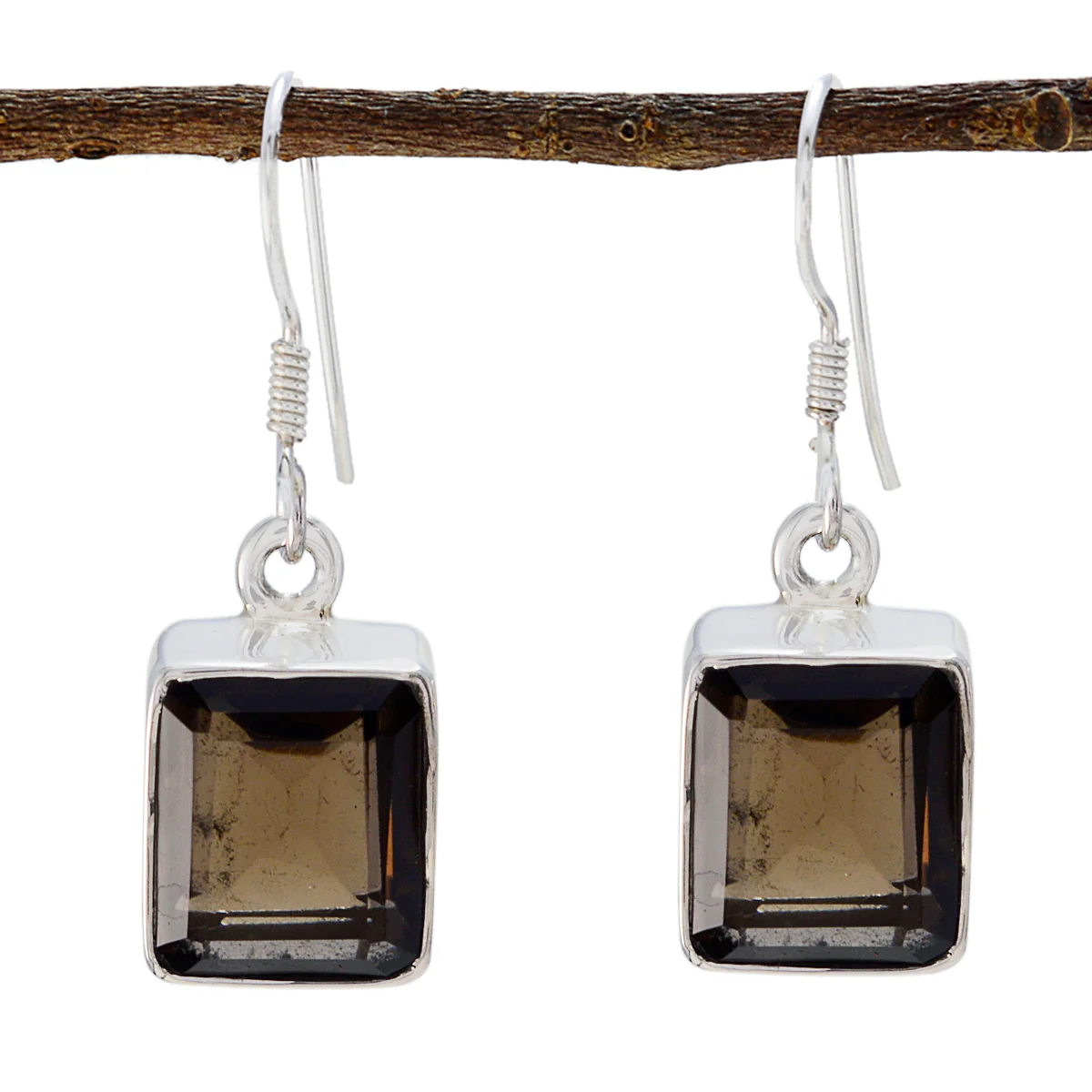 Smoky Quartz German Min-seo multiple Dangle Brown Silver Earring