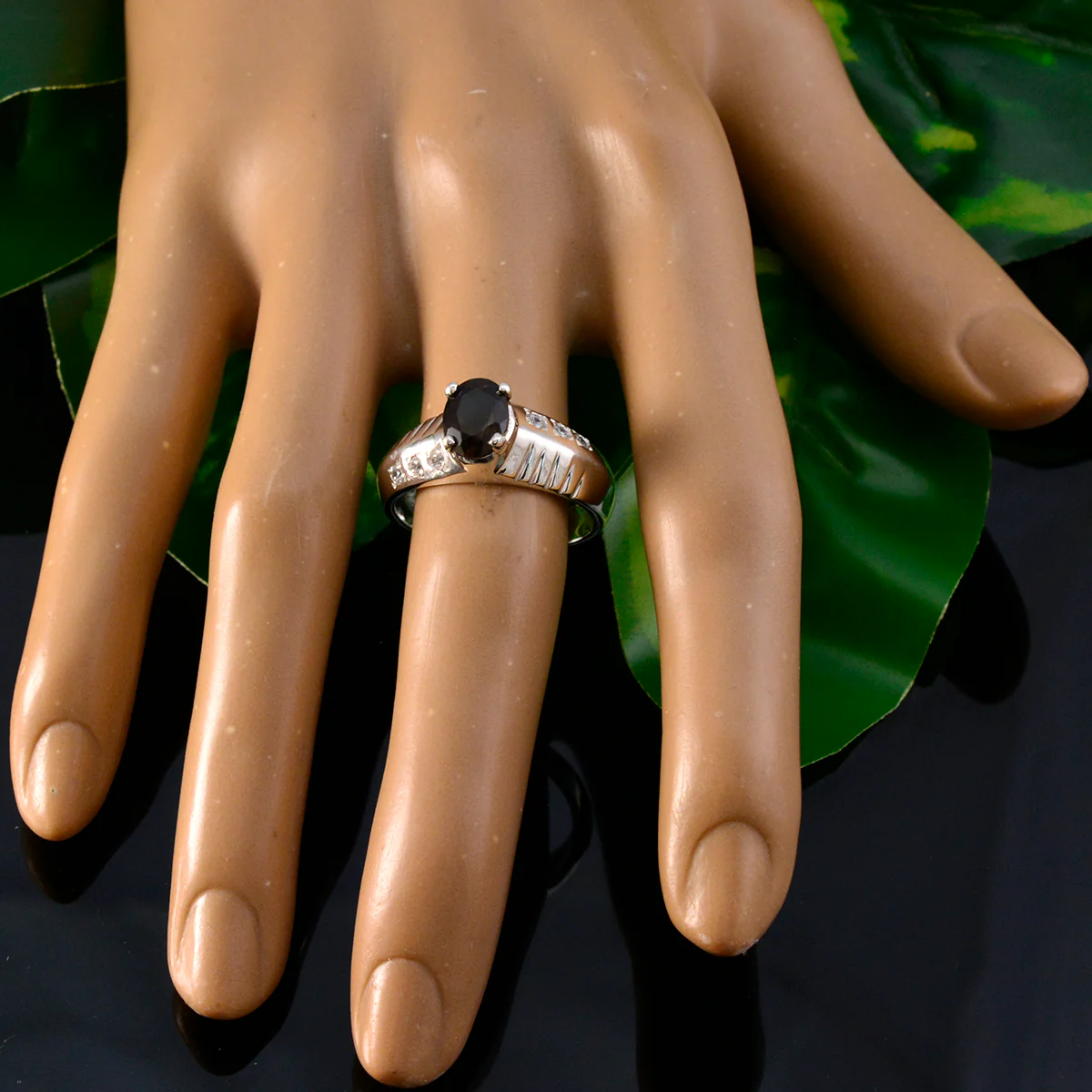 Smoky Quartz Halo German Silver Brown Gems Mid-weight Romantic Ring Jewelry - Image 5