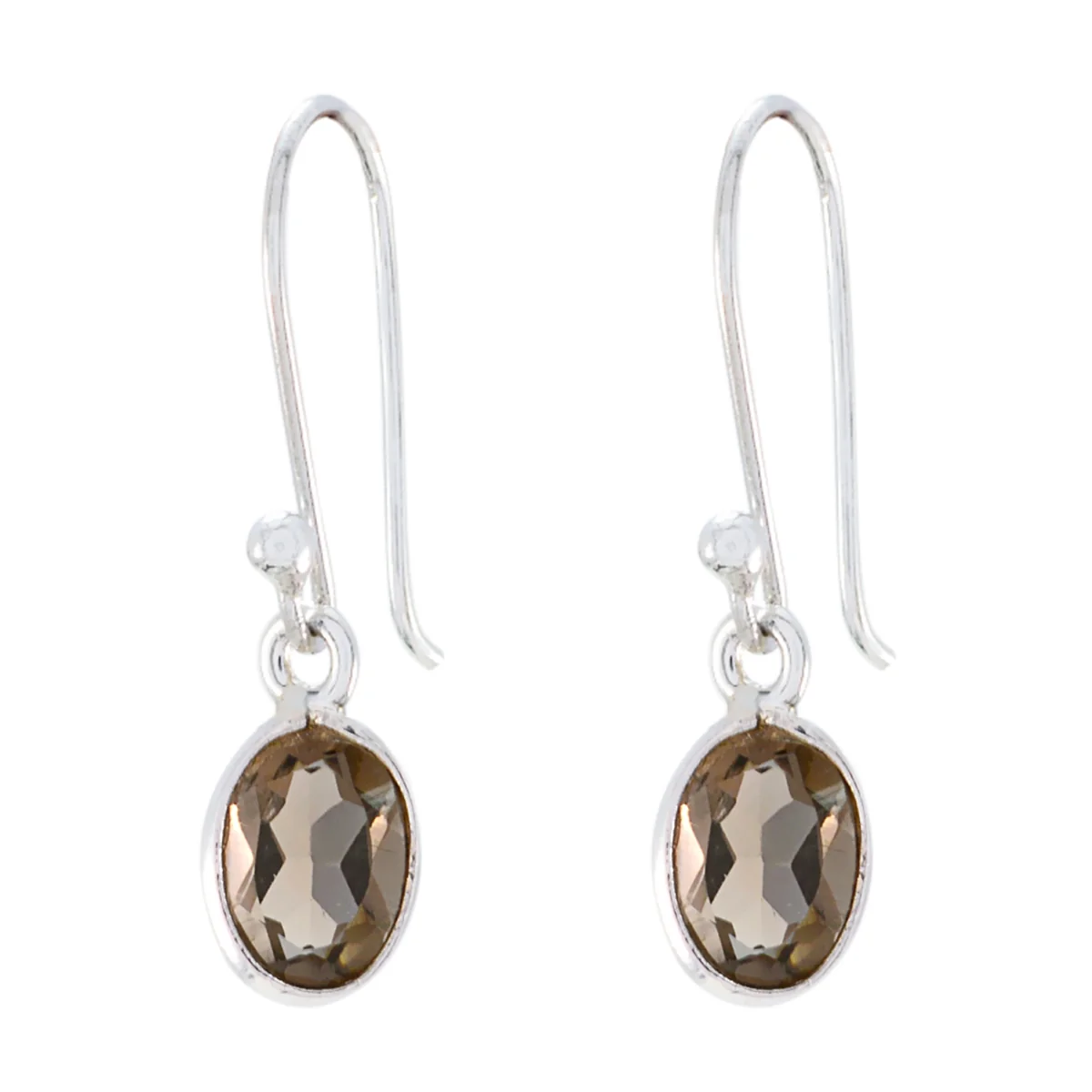 Smoky Quartz Italian Anna multiple Dangle Brown Sterling Silver Earring