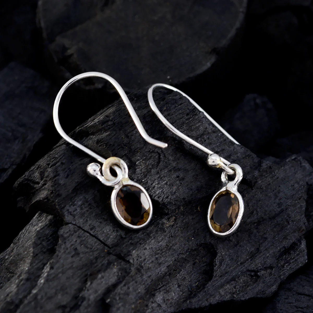 Smoky Quartz Italian Anna multiple Dangle Brown Sterling Silver Earring - Image 2