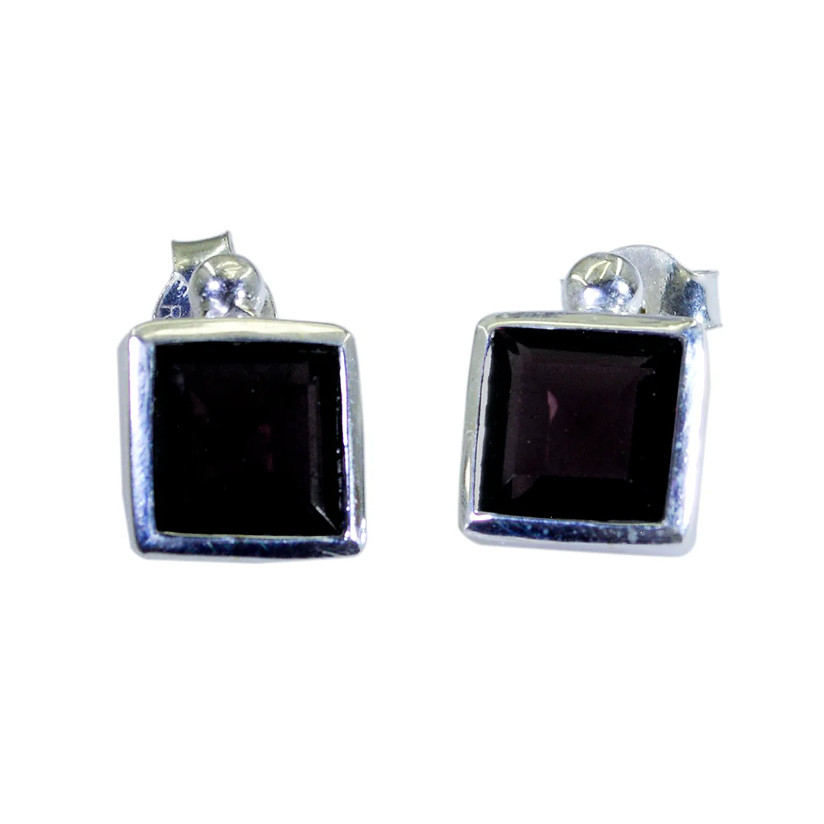 Smoky Quartz Japanese Julieta Solitaire Stud Brown 925 Silver Earring