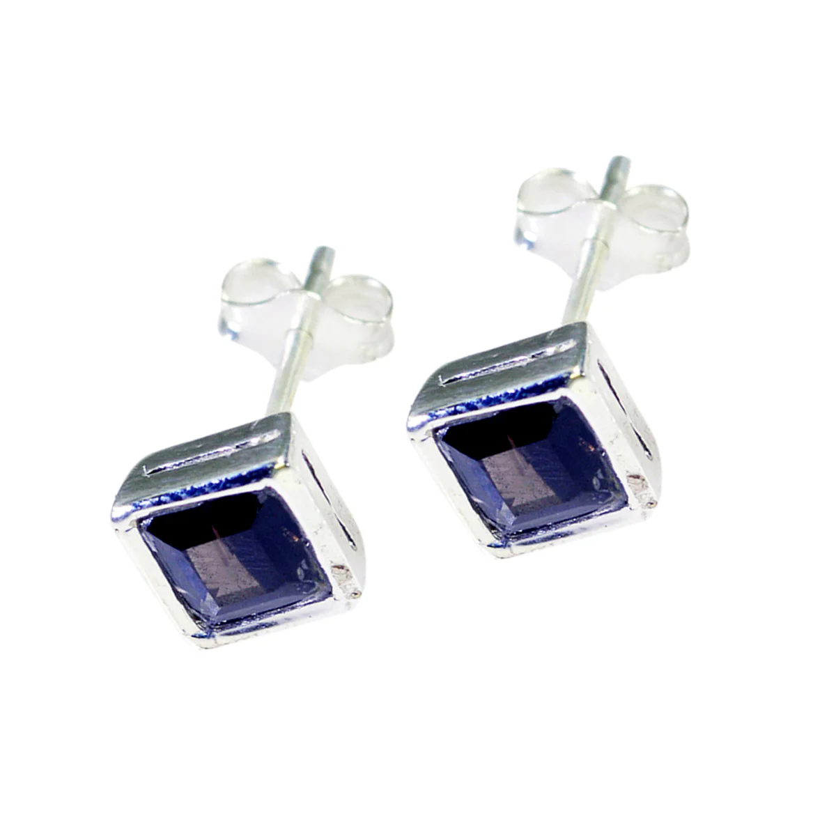 Smoky Quartz Korean Julia Solitaire Stud Brown Silver Earring - Image 2