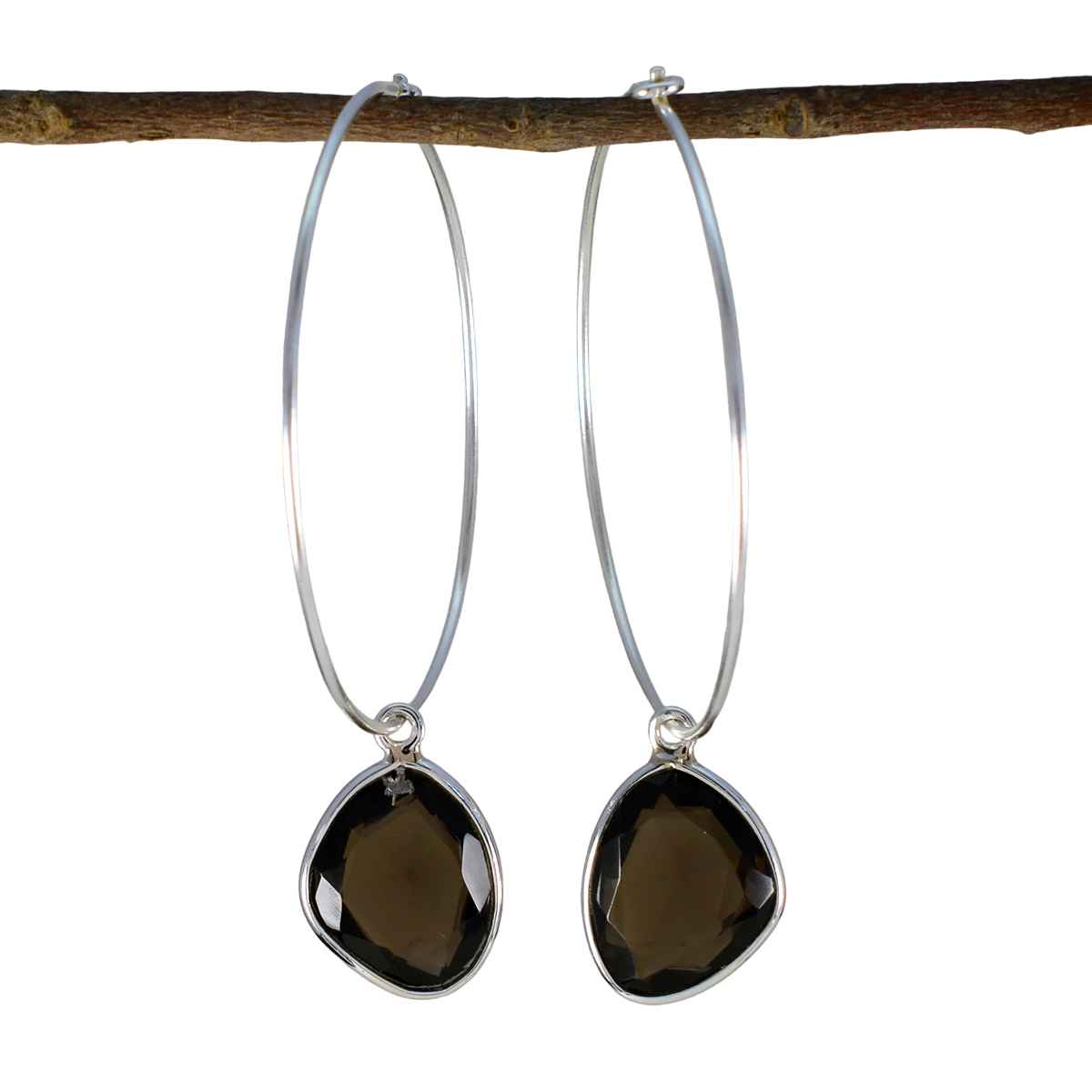 Smoky Quartz Korean Soo-jin multiple Dangle Brown Silver Earring