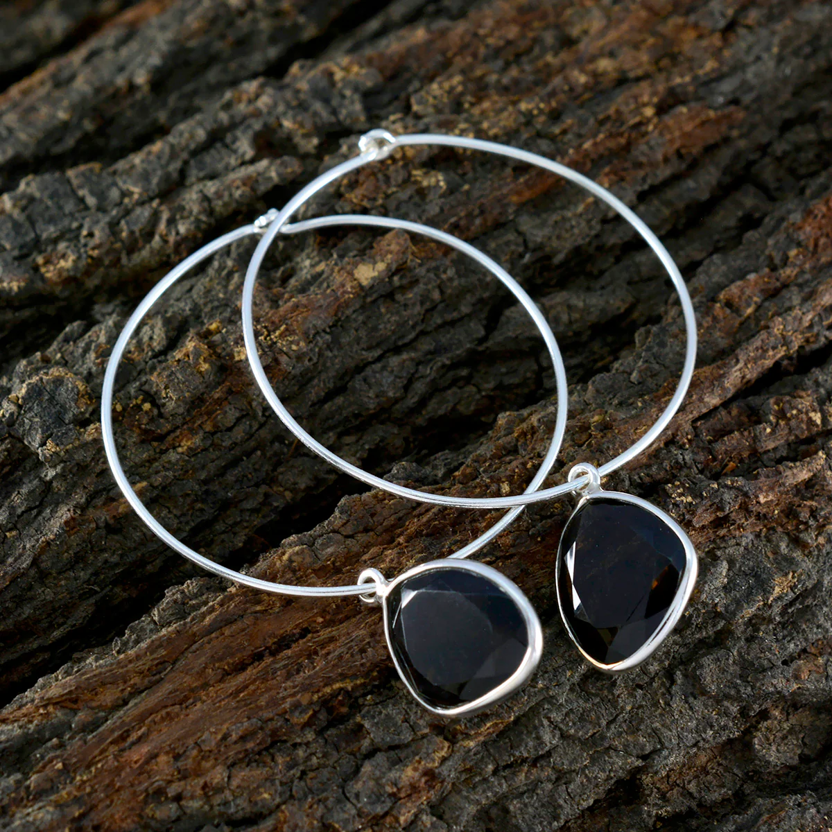 Smoky Quartz Korean Soo-jin multiple Dangle Brown Silver Earring - Image 3